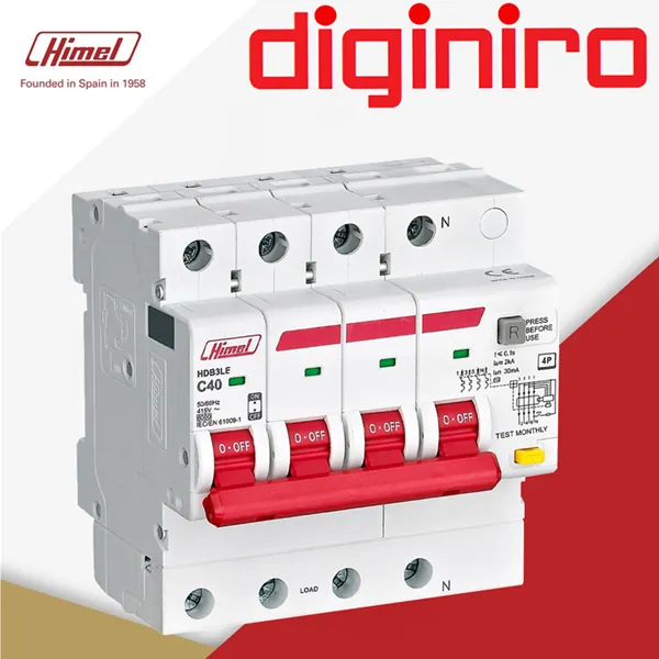 کلید نشتی جریان RCBO چهار پل نوع C پل هیمل درفروشگاه اینترنتی دیجی نیرو نوع_63 این کلید علاوه بر تشخیص نشتی جریان، از مدار در برابر اضافهبار و اتصال کوتاه نیز محافظت میکند. به عبارت دیگر، RCBO تمامی وظایف RCCB و MCB را در یک دستگاه انجام میدهد. برای تهیه این کلید 4 پل rcbo میتوانید از فروشگاه اینترنتی دیجی نیرو اقدام به سفارش کنید